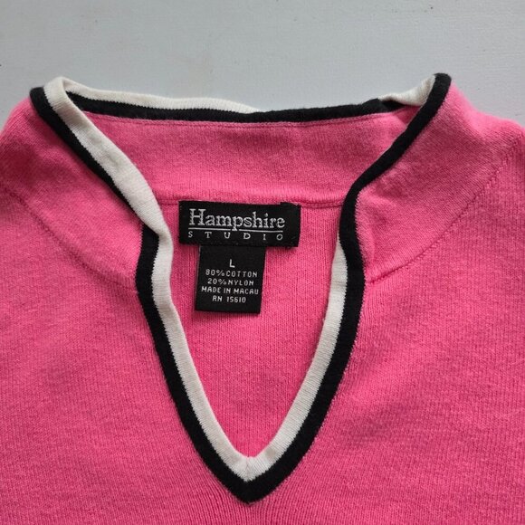 Hampshire Studio Pink V-Neck Sweater – Size L – Soft and Comfortable - Picture 2 of 4